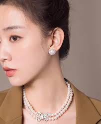 Star Man Silver S925 Freshwater Pearl Earrings 9-10mm Earrings As A Gift  for Girlfriend