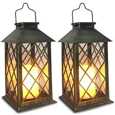 4.8 out of 5 stars with 169 ratings. Amazon Com Solar Lantern Outdoor Garden Hanging Lanterns Set Of 2 Waterproof Led Flickering Flameless Candle Mission Lights For Table Outdoor Party Decorative Tools Home Improvement