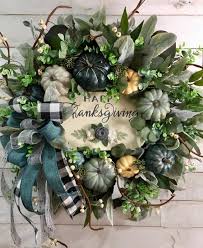 Thanksgiving wreath, thanksgiving grapevine wreath, turkey wreath, fall round wreath, front door wreath, thanksgiving turkey wreath, fall. Thanksgiving Wreath Blue Pumpkin Wreath Buffalo Plaid Ribbon Etsy Blue Pumpkins Thanksgiving Wreaths Pumpkin Wreath