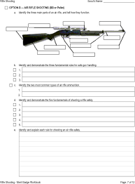 The rifle at the target by aligning the sight system, and fire the rifle without disturbing this alignment by. Rifle Shooting Merit Badge Workbook Pdf Free Download