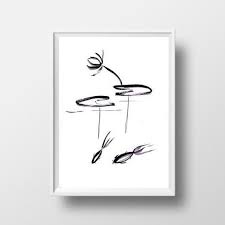 Art Drawing Easy Black And White Wall Painting Koi Fish Lotus Pond Simple Painting Black White Sumi E Minimalist Ink Drawing Print Nature Wall Art Easy Paintings Pond Painting Fish Painting