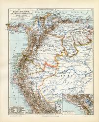 Venezuela und kolumbien innerhalb großkolumbiens. Peru Ecuador Kolumbien Venezuela Historische Landkarte Lithographie C