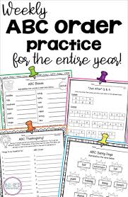 Abc Order Practice Alphabetizing Through The Year Abc Order Abc Order Activities Elementary Teaching Resources