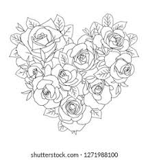Learn the different colors of roses that you can plant in your garden. Heart Bouquet Roses Coloring Page Stock Vector Royalty Free 1271988100