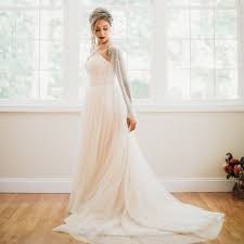 Anomalie Custom Blush Wedding Dress With Bridal Cape And A Flowy Tulle Circle Skirt W Spaghetti Strap Wedding Dress Wedding Dresses Wedding Dresses With Straps