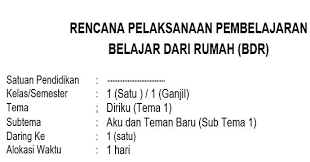 Rpp daring kelas 1 sd kurikulum 2013. Rpp Belajar Dari Rumah Bdr Kelas 1 Tema 1 Lengkap Mayfile