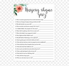 Looking for ideas to throw the perfect baby shower? Floral Baby Shower Nursery Rhyme Quiz Printable Littlesizzle Baby Shower Free Transparent Png Clipart Images Download
