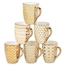 Certified International Elegance Gold Plated Assorted Tapered Mugs Set Of 6 Target Becher Tasse Tee Geschirr
