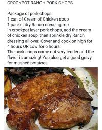 Crockpot Ranch Pork Chops This Is So Easy And Delish The Sauce In The Crock Pot Is Amazing Over Pota Crockpot Pork Ranch Pork Chops Crock Pot Crockpot Dishes I love making these slow cooker pork chops with cream of chicken soup and ranch dressing mix for a number of reasons. pinterest