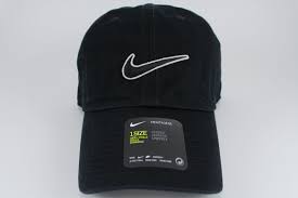 Details About Nike Swoosh Heritage 86 Adjustable Cap Hat Black White Cotton Training Adult New
