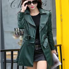 Click To Buy Women S Leather Jacket Leather Whom Long Big Yards Of Cultivate Morality Show Th Leather Jackets Women Leather Trench Coat Jackets For Women