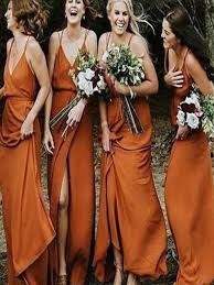 Burnt Orange Cheap Bridesmaid Dresses With Spaghetti Straps Modest Lo Orange Chiffon Bridesmaid Dress Orange Bridesmaid Dresses Burnt Orange Bridesmaid Dresses