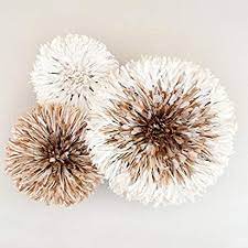 Amazon Com Zeal Living Authentic African Juju Hats Set Of 3 Tan With White Center Home Kitchen