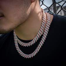 0.25 averaging 0.05ct per stone. Two Tone Diamond Straight Edge Cuban Link Chain Rose White Gold The Jewelry Plug