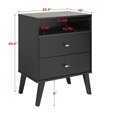 Rustic and contemporary dressers and nightstands are perfect for any bedroom. Prepac Milo Mid Century Modern 2 Drawer Tall Nightstand In Black Bdnr 1401 1