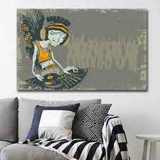 Goodecor Graffiti Art On The Wall Cartoon Dj Picture Canvas Painting For Living Room Wall Print Art Home Decoration Dj Drops And Jingles