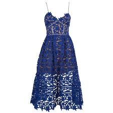Self Portrait Azalea Floral Guipure Lace Midi Dress 335 Liked On Polyvore Featuring Dresses Blu Cocktail Dress Lace Scalloped Lace Dress Lace Blue Dress