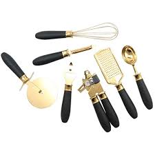 Black And Gold Kitchen Utensils Cambridge Silversmiths Black Silicone Handle Gold Pvd 7 Piece Gadget Set Read More At The Image Link Th Gold Kitchen Utensils Gold Kitchen Kitchen Gadgets