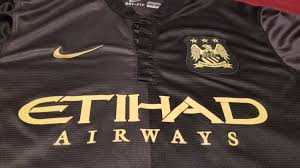 This is the new man city away kit which comes in black and blue shades and will be released at the end of the july. Manchester City Away Football Shirt 2013 2014 Sponsored By Etihad