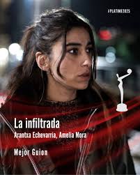 MADRID @EvaLongoria @candela_penya El Premio PLATINO al Mejor Guion es para  Arantxa Echevarría y Amelia Mora por La infiltrada. #PLATINO2025 @madrid