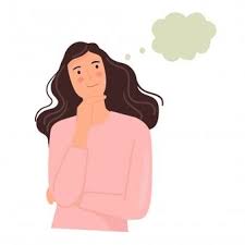 people thinking about something smilling woman holds chin in 2021 illustration person cartoon girls cartoon art
