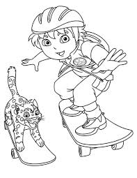 Diego Skating With Baby Jaguar In Go Diego Go Coloring Page Netart In 2020 Coloring Pages Kids Printable Coloring Pages Baby Jaguar