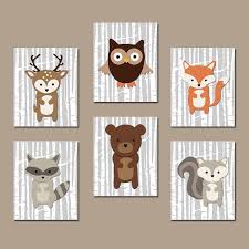 Woodland Nursery Wall Art Woodland Wall Art Arrk Birch Wood Forest Animal Deer Squirrel Owl Boy Nursery Artwork Woodland Nursery Wall Art Boys Bedroom Wall Art