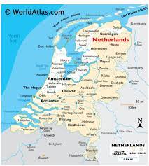Physical map of the netherlands showing major cities, terrain, national parks, rivers, and surrounding countries with international borders and outline maps. The Netherlands Maps Facts World Atlas
