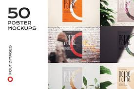 50 Poster Mockup Bundle Glued Paper Poster Mockup Postcard Mockup Poster