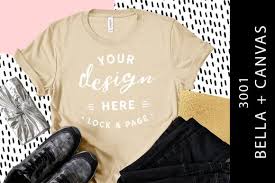 Tan Bella Canvas 3001 Abstract Mockup Graphic By Lockandpage Creative Fabrica Shirt Mockup Design Mockup Free Tshirt Mockup