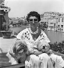 (recto, mount) inscribed in black ink, at lower center, below image: David Seymour Venice Mrs Peggy Guggenheim In Her Palace On The Grand Canal 1950 For Sale Artspace