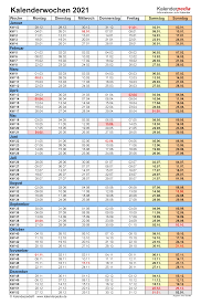 Januar 2021 und endet am freitag, 31. Kalenderwochen 2021 Mit Vorlagen Fur Excel Word Pdf