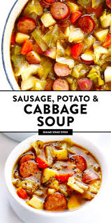 Cabbage Sausage And Potato Soup Gimme Some Oven Recipe Soup Dinner Cabbage Soup Recipes Cabbage And Sausage