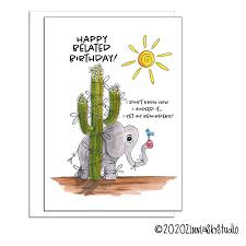 How a cactus stores water. Belated Elephant Cactus Birthday Card Zinnia Sky Studio