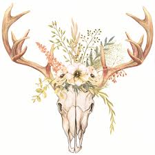 Antlers Field Flowers Clipart Bouquet Floral Watercolor Clipart Deer Skull Rustic Woodland Wedding Clip Deer Skull Tattoos Deer Skull Art Deer Skull Drawing