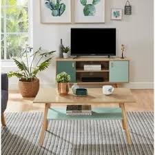 Elise Table Basse Avec Une Etagere Style Vintage Chene Clair Et Vert Pastel L 100 X P 60 X H 45 Cm Table Basse Style Vintage Mobilier De Salon