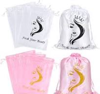AliLeader 6 Pcs Silk/Satin Wig Storage Bags, Drawstring Travel Bag for  Bundles,Wigs,Hair Extensions,Gift(White, Pink)