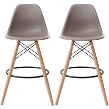 Counter stools counter stools placed around the kitchen island or countertop gather family and friends around the heart of the kitchen. 2xhome Set Of 2 25 Seat Height Modern Chair Plastic Bar Stool Counter Stools With Back Eiffel Chairs Natural Wood Legs Taupe Gray Walmart Com Walmart Com