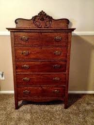Antique Oak Highboy Dresser With Beautiful Carving And Original Drawer Pulls Oak Bedroom Furniture Sets Antique Oak Furniture Bedroom Furniture Sets