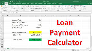 How To Calculate Loan Payments Using The Pmt Function In Excel Youtube