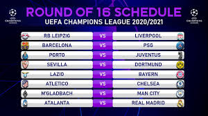 View the 380 premier league fixtures for the 2020/21 season, visit the official website of the premier league. Match Schedule Uefa Champions League 2020 21 Round Of 16 Jungsa Football Youtube
