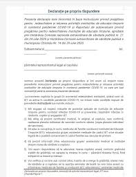 Modelul declaraţiei pe proprie răspundere a fost actualizat, a anunţat, joi, grupul de comunicare strategică. Redeschiderea GrÄƒdiniÈ›elor Cum AratÄƒ DeclaraÈ›ia Pe Propria RÄƒspundere Care Va Fi CompletatÄƒ De PÄƒrinÈ›i Mamaplus