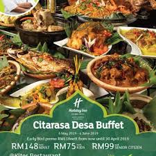 Kami kongsikan senarai buffet ramadhan yang paling sedap & murah di kuala lumpur tahun 2019. Buffet Ramadhan 2019 Holiday Inn Hotel Bertemakan Citarasa Desa