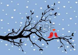 Bird On Tree Branch Cute Love Birds On Tree Branch With Red Hearts Background Tree Art Bird On Branch Illustration