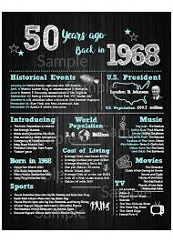 35 quiz questions about the 60s ranging from what was the name of the first weather satellite to what. Printable 50th Birthday Sign U2022 50 Years Ago 1968 Fun Facts U2022 50th Anniversary Poster Party Decor U2022 Download Downloadable Decorations Trivia Party Supplies Party Decor Hedoarchitects Pl