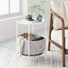 Round coffee tables,2 round nesting table set circle coffee table with storage open shelf for living room modern minimalist style furniture side end table of stable(black & white). Round White End Side Tables You Ll Love In 2021 Wayfair