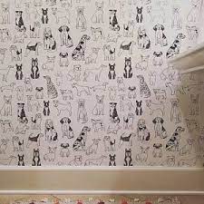 Dogs Wallpaper Black And White Illustration Pet By Andrea Etsy Dog Wallpaper Self Adhesive Wallpaper Animal Wallpaper