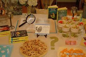 Link includes printables for the menu and game. Kids Mystery Party