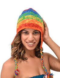 Hand Knitted 100% Merino Wool Snowboard Earflap Ski Peru Chullo Hat  Nepalese Snowboard Polar Fleece Lined Hat Woolen Stocking Cap Sherpa Hat