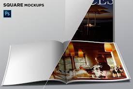 Download Realistic Square Brochure Mockups Creative Photoshop Templates Creative Market